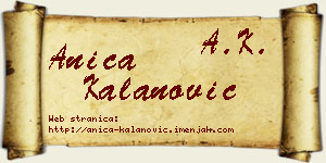 Anica Kalanović vizit kartica